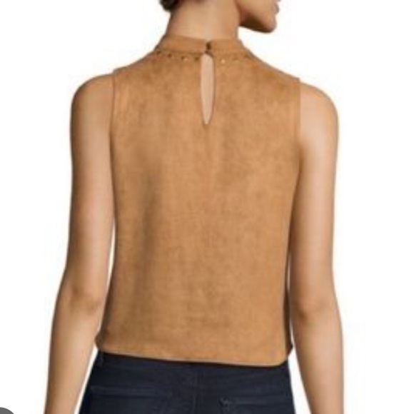 MOON RIVER Faux Suede Halter Studded Top Western - Picture 2 of 4